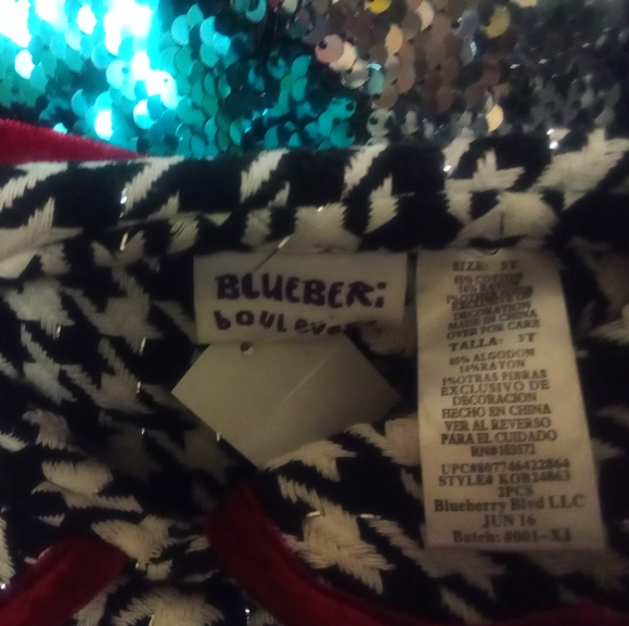 Blueberi Boulevard, Size 3T, Houndstooth Jacket, Black, White & Red - Picture 2 of 3